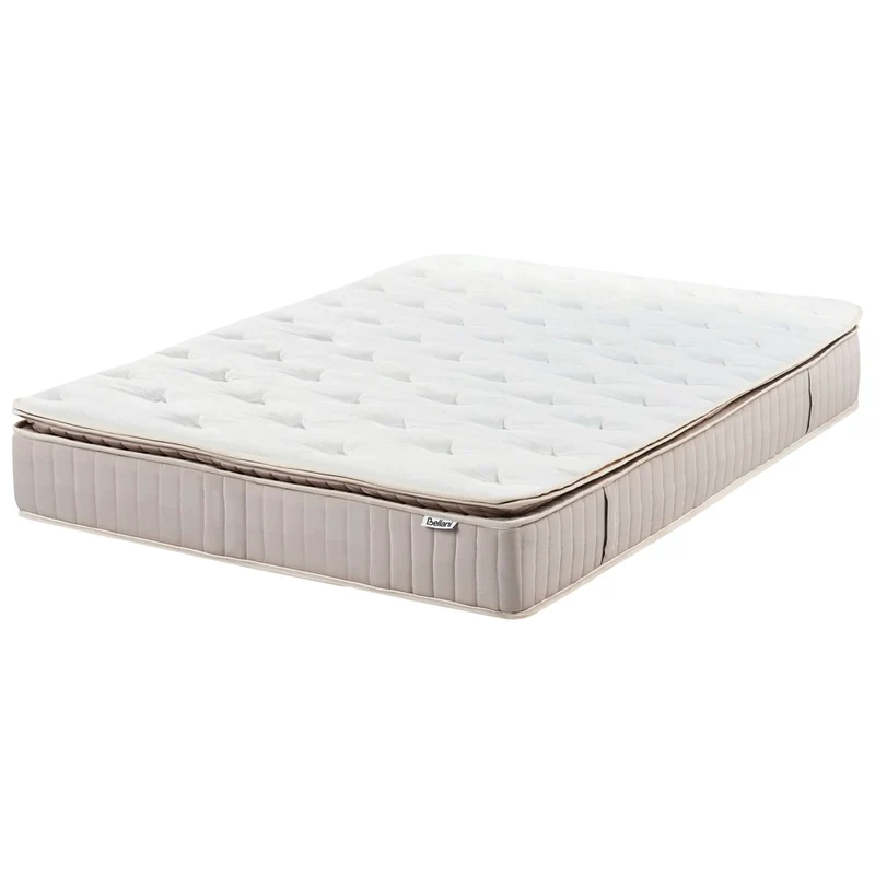 Materasso a molle insacchettate e lattice bianco e beige 120 x 200 cm ad alta durezza con rivestimento in poliestere sfoderabile con cerniera accessori per la camera da letto