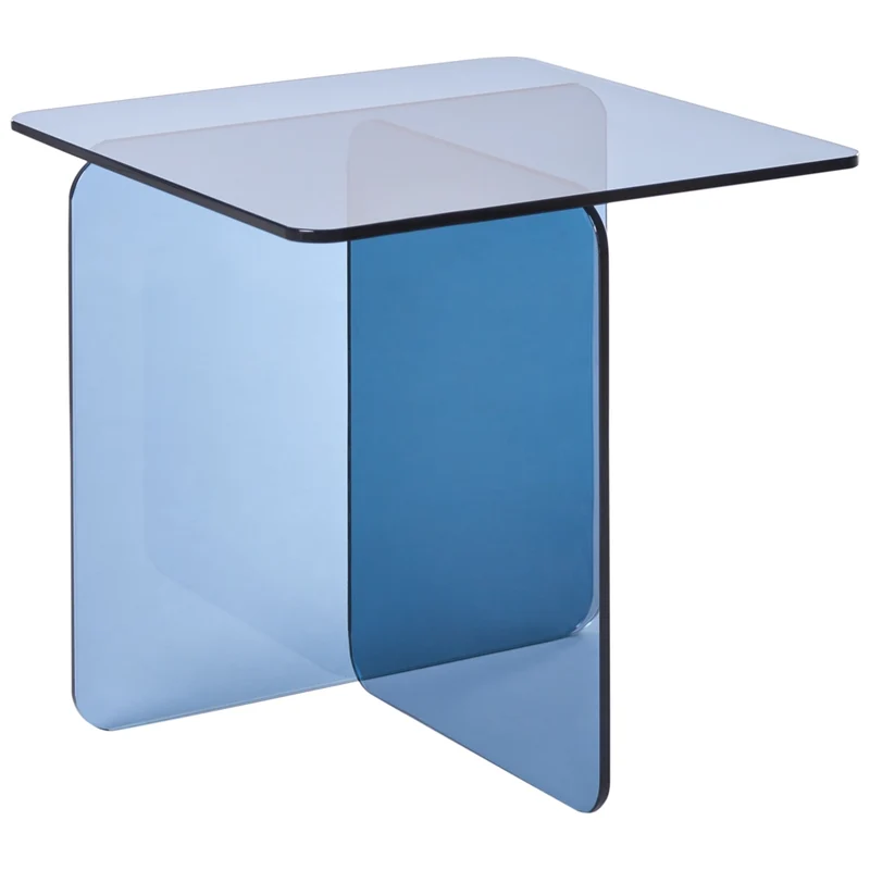 Tavolino in vetro blu 46 x 50 cm Stile astratto Stile minimalista Soggiorno