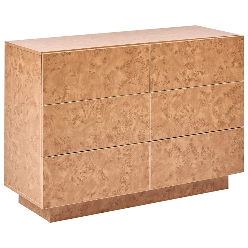 Cassettiera con 6 cassetti in truciolato con gambe in legno di gomma chiaro soggiorno moderno