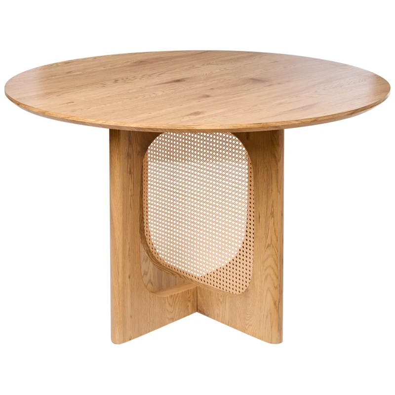 Tavolo da pranzo moderno in MDF e rattan ø 120 cm Mobili da soggiorno Marrone chiaro