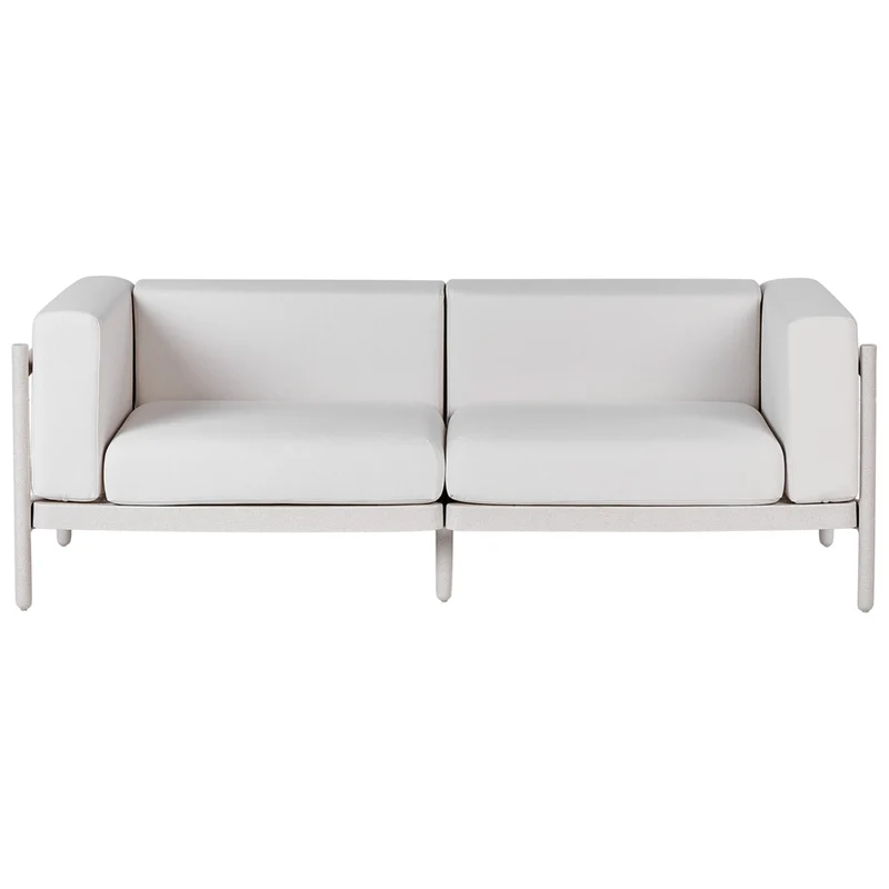 Divano da giardino a 2 posti Light Beige Struttura sintetica per esterni con cuscini Stile moderno