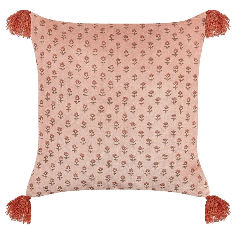 Cuscino in velluto con motivo floreale 45x45 cm rosa stile boho camera da letto soggiorno