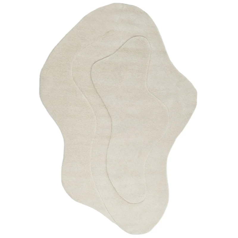 Tappeto in Lana Bianco Sporco 160 x 230 cm dalla Forma Irregolare in Stile Scandinavo