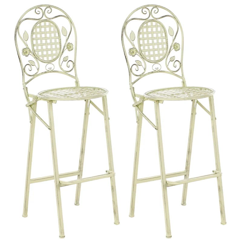 Set di 2 sedie da giardino Bard Verde Ferro Pieghevole Metallo Distressed Outdoor Resistenza alla ruggine UV Stile Francese Retro