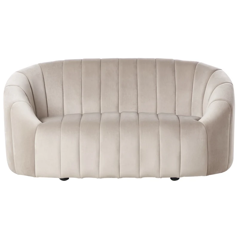 Divano in velluto a 2 posti con sedile imbottito e schienale basso Beige Design contemporaneo e retrò