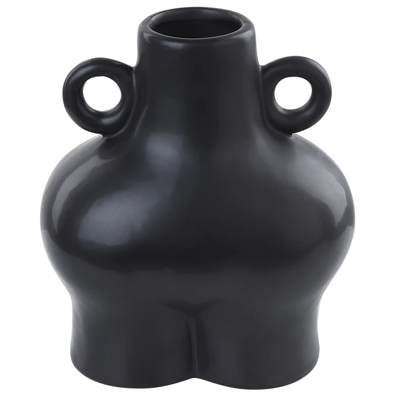 Vaso in dolomite nera 20 cm vaso scultura forma del corpo boho minimalista