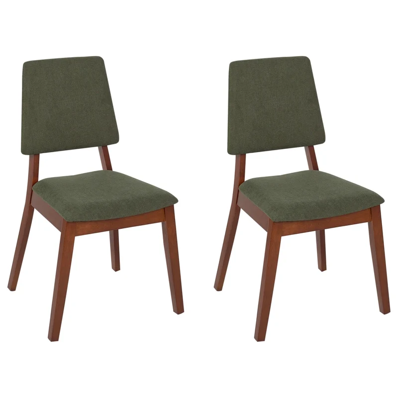 Set di 2 sedie da pranzo imbottite con schienale e seduta imbottiti in legno scuro verde elegante e chic