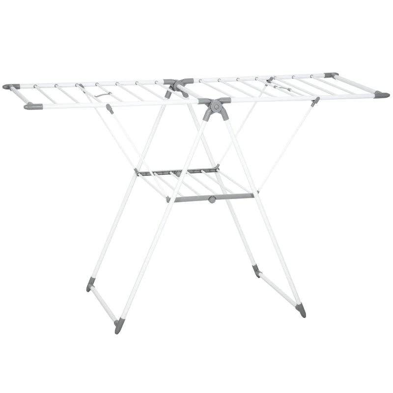 Stendibiancheria pieghevole a 2 livelli con ali regolabili; metallo verniciato; bianco; 156;5x61;5x97 cm