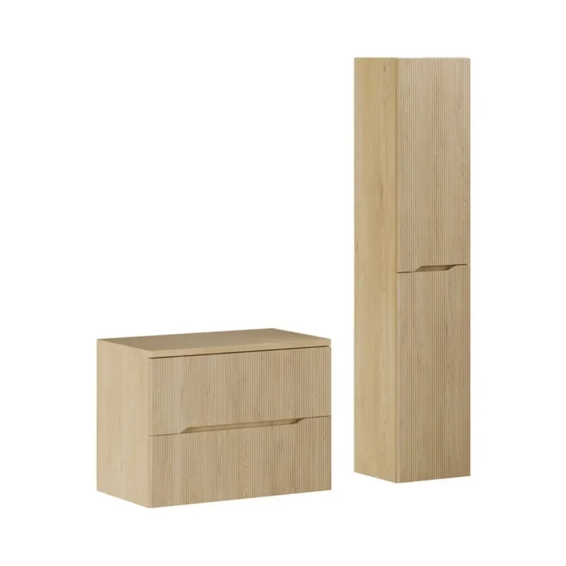 Set da bagno sospeso NATURA 115cm : mobile sotto lavabo 80cm + piano per lavabo + colonna