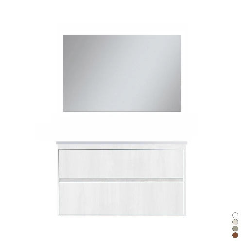 Mobile bagno sospeso completo elegance l. 100 cm larice bianco