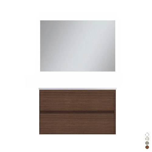 Mobile bagno sospeso completo elegance l. 90 cm noce