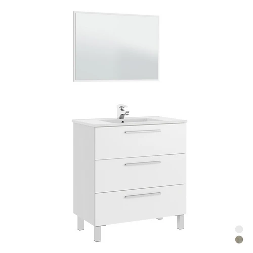 Mobile bagno athena 3 cassetti da montare cm 86 x 80 x 45 bianco lucido