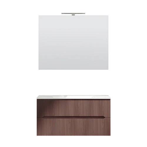 Mobile bagno sospeso linea stick cannettato da 90 cm tortora opaco