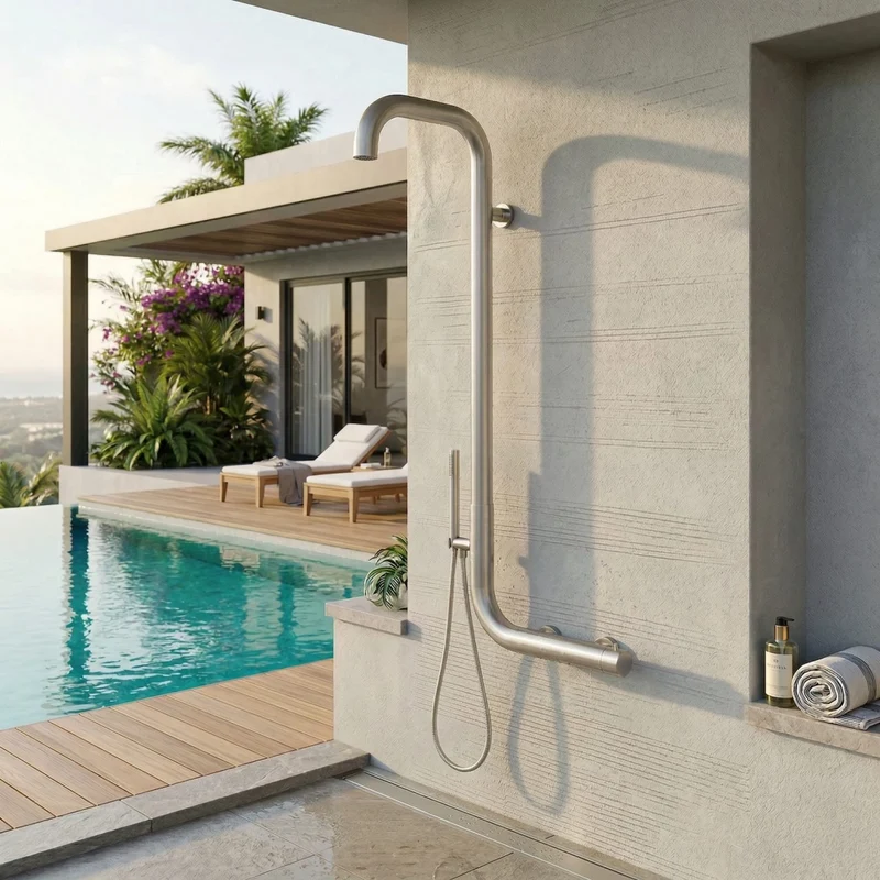 MPC Doccia da Parete in Acciaio Inox AISI 316L Colore Inox per Outdoor e Interni Codice MX1015F-INOX Modello MX1015F-INOX