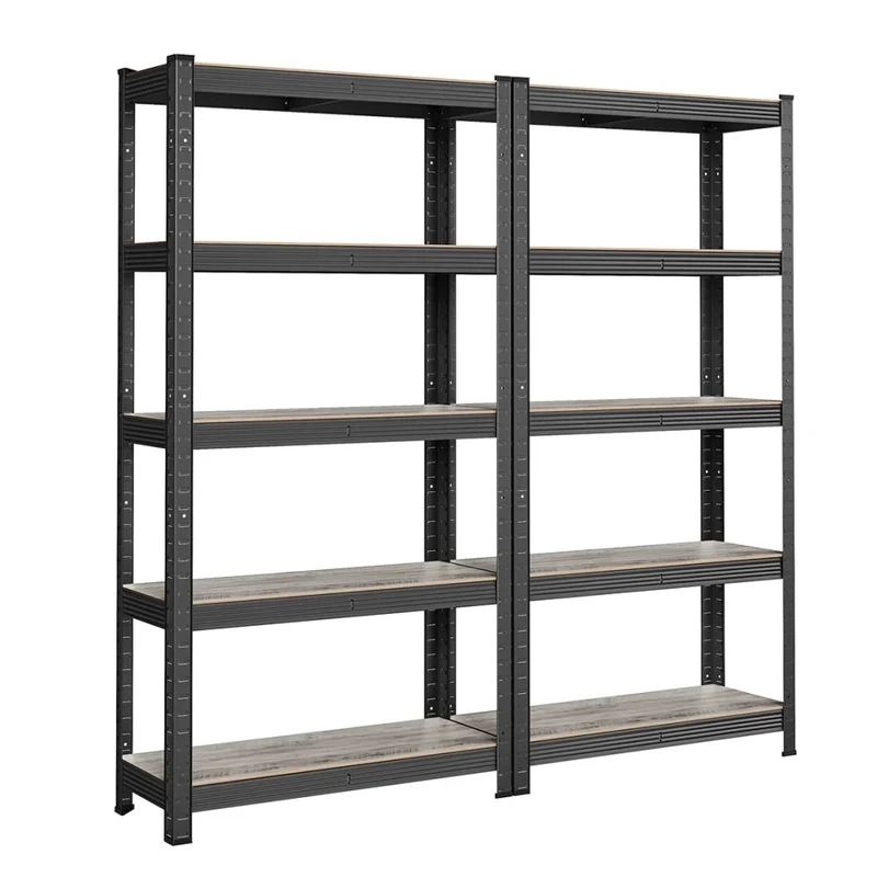Scaffale robusto a 5 ripiani 150 x 75 x 30 cm portata totale 650 kg (130 kg/ripiano) stile industriale ripiani regolabili per soggiorno/cucina nero 12_0005442
