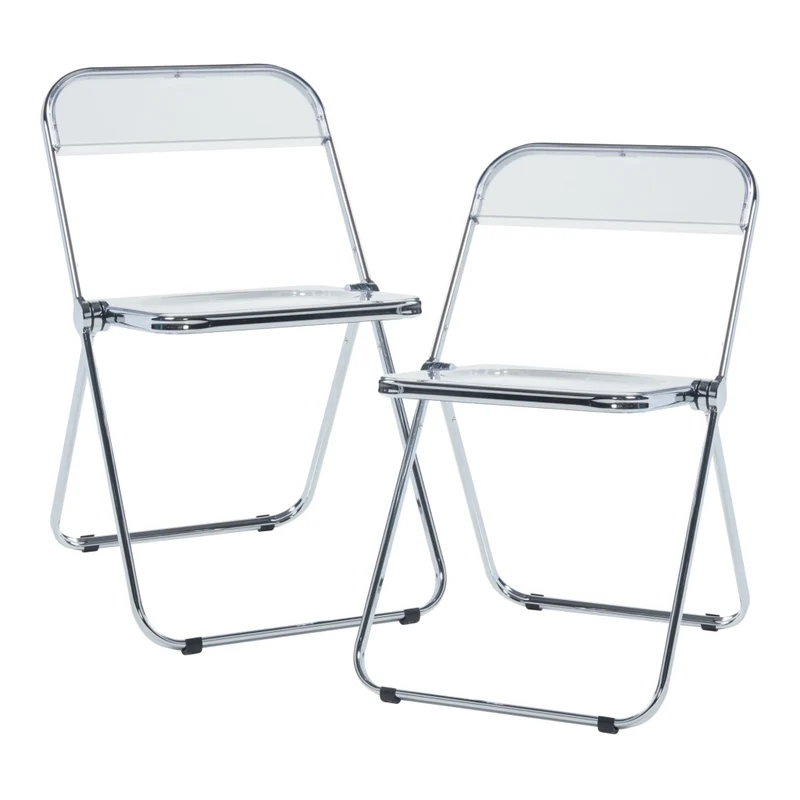 Set di 2 sedie pieghevoli da esterno per giardino campeggio e terrazza 74 x 46 x 47 cm trasparenti 03_0009648