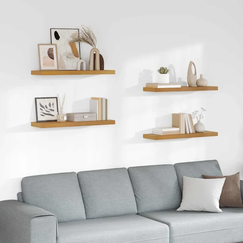 Scaffale da parete 4 pz Beige 80 x 23,5 x 3,8 cm