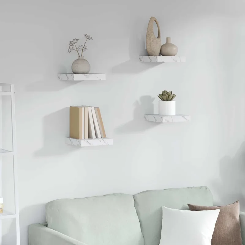 Scaffale da parete 4 pz Marmo Bianco 23 x 23,5 x 3,8 cm