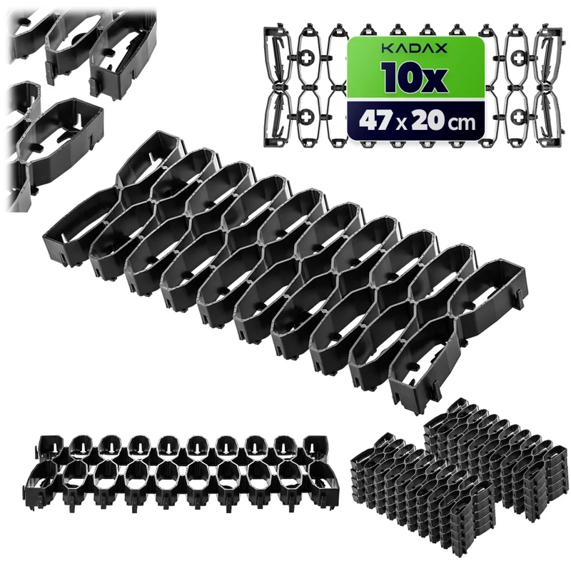 Griglia per prato KADAX per robot tagliaerba, ideale per superfici curve, 47 cm, set da 10 pezzi