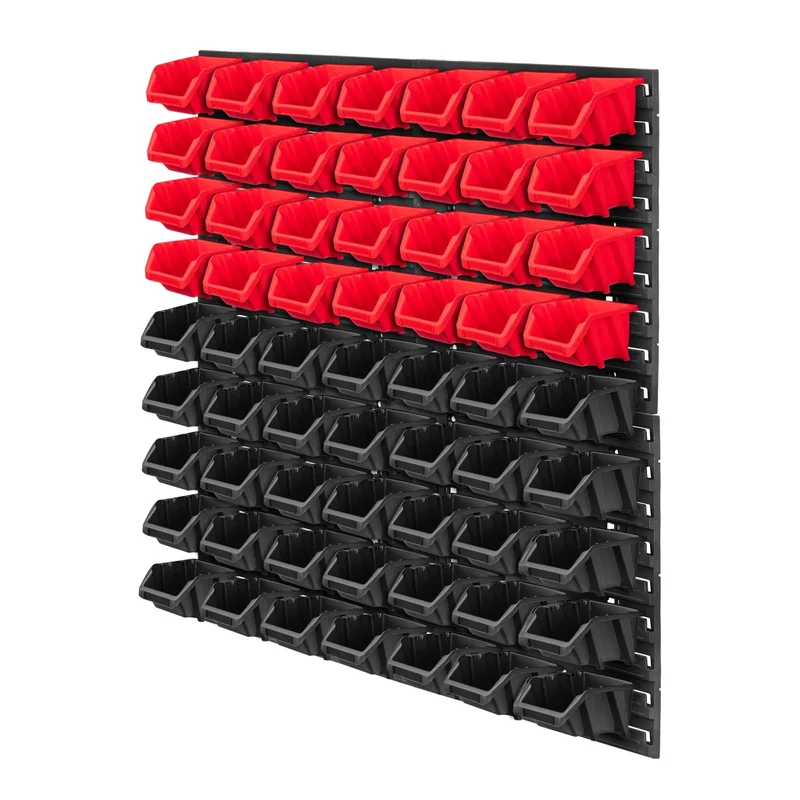 Pannello portautensili KADAX da parete per officina, 78x78 cm, 63 scomparti, vassoi e contenitori per garage.