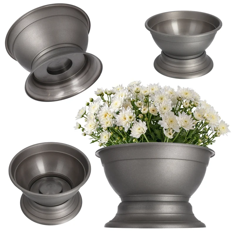 Vaso da fiori KADAX per lapide da cimitero, con coperchio in plastica, 18 cm.