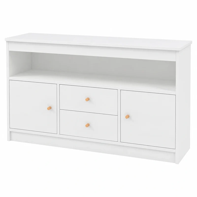 Mobile Giocattoli per Bambini con Cassetti e Armadi in Legno, Scaffale per Cameretta e Sala Giochi, 106x30x62 cm, Bianco
