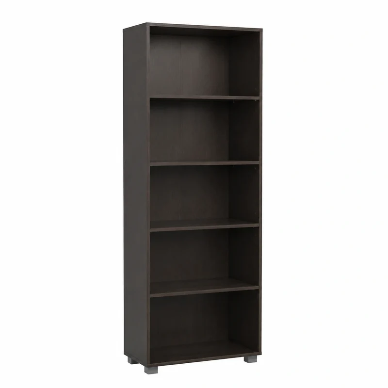 Libreria Verticale 5 Ripiani in Legno Melaminico Wenge per Soggiorno