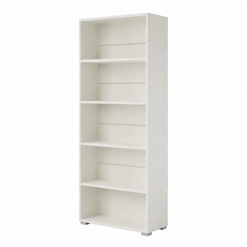 Scaffale in Legno Vela 5 Ripiani 190 cm per Ufficio e Soggiorno - Bianco
