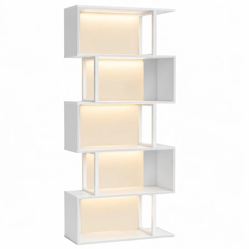 Scaffale Industriale a 5 Ripiani con Luce a LED e Controllo Touch