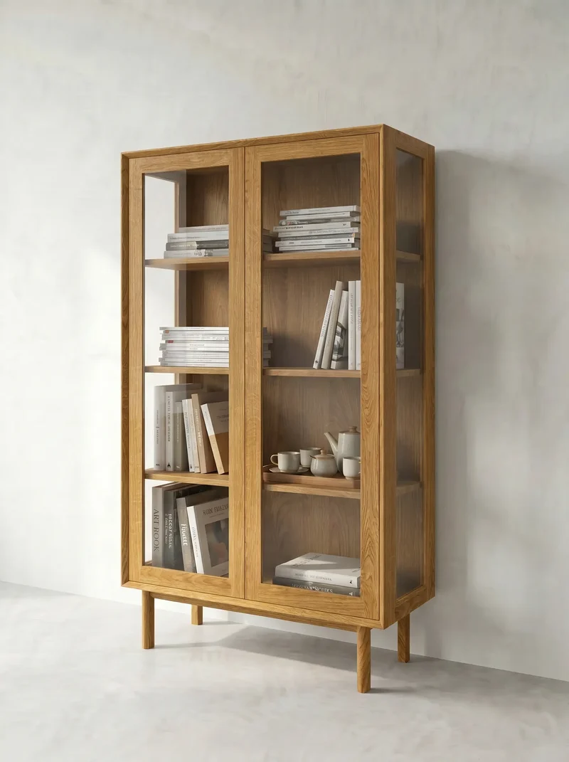 Vetrina Kodama – Mobile Contenitore Moderno in Rovere con Ante in Vetro