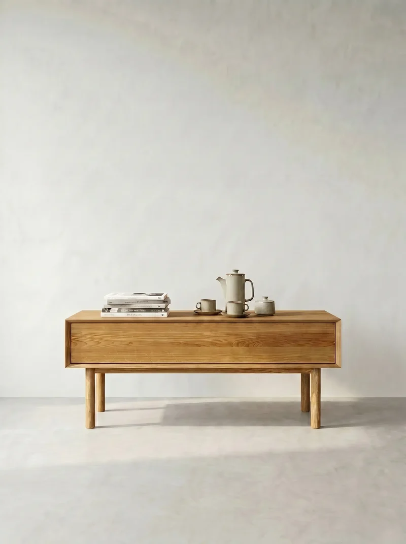 Scopri Kodama Coffee Unit – Tavolino da caffè in rovere naturale per un soggiorno moderno