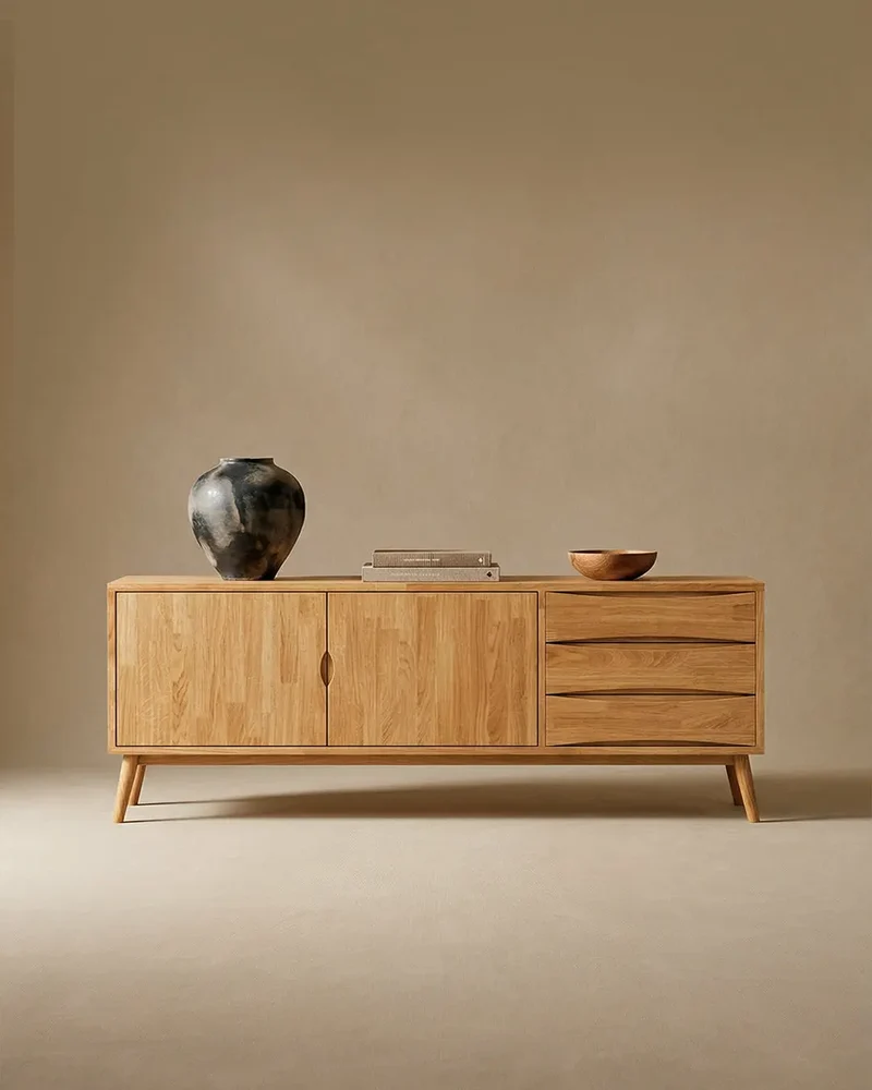 Credenza Erie Minimalista Lunga in Rovere Naturale