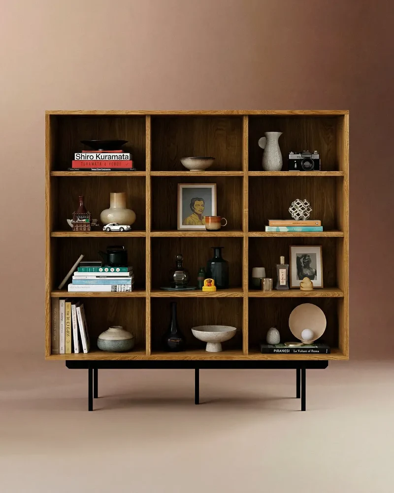 Libreria Biwa in Rovere con Ripiani Aperti Minimalista