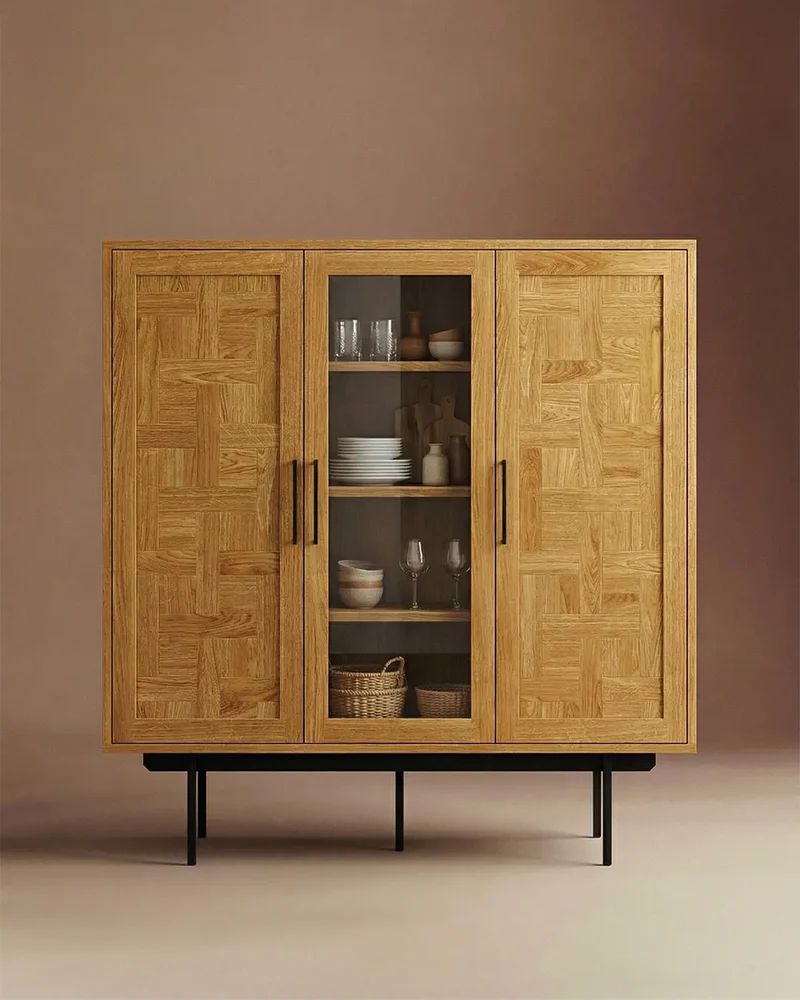 Vetrina Biwa in Rovere con Ante Decorate