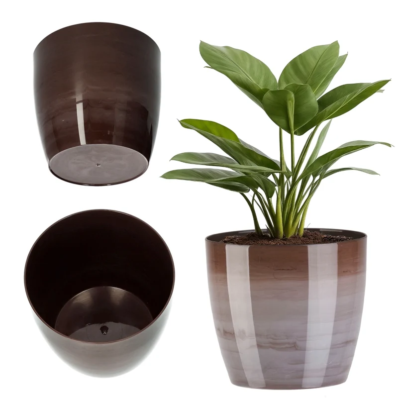 Coprivaso KADAX da 16 cm, vaso da fiori in marmo marrone, supporto per fiori da soggiorno