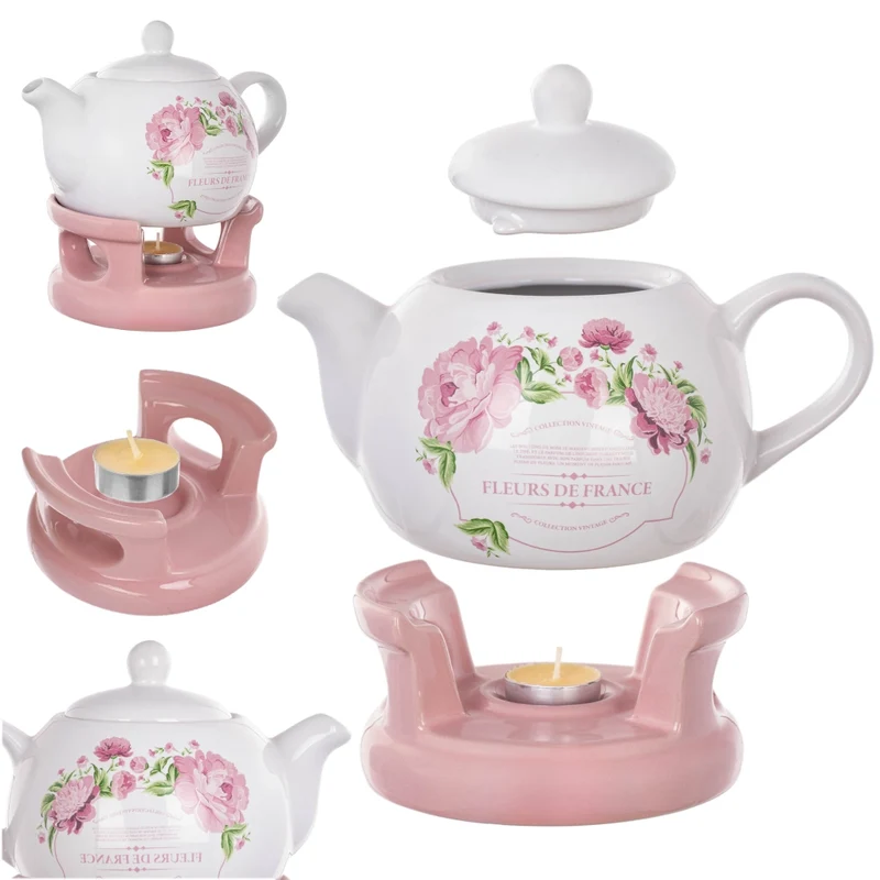 Teiera KADAX con scaldavivande, 1 litro, in ceramica, ideale come regalo.