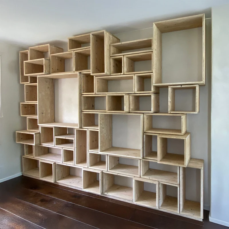Modulares Regal | Klaus | aus Bauholz (gekalkt)