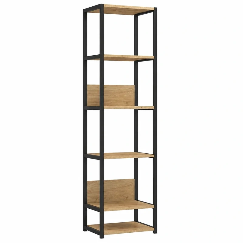 Libreria Industriale in Metallo e Legno a 6 Ripiani 40 cm per Casa e Ufficio