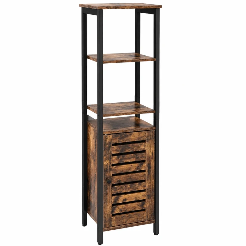 Mobiletto Industriale Autoportante con 3 Ripiani in Stile Vintage per Soggiorno e Bagno, 37 x 30 x 167 cm