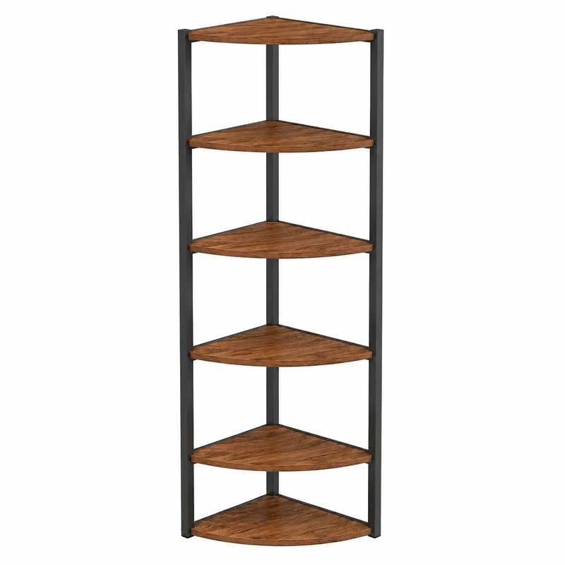 Scaffale ad Angolo a 6 Ripiani per Casa e Ufficio, Design Industriale
