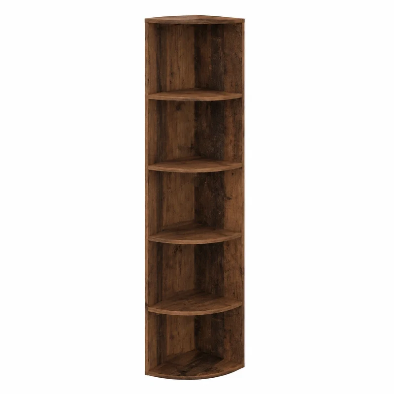 Scaffale Angolare da Terra Vicco Ecki in Legno Antico, 40x180 cm, Montaggio a Parete con Tre Ripiani