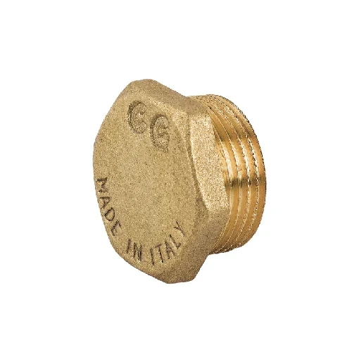 Tappo maschio con esagono in ottone giallo 1 1/2