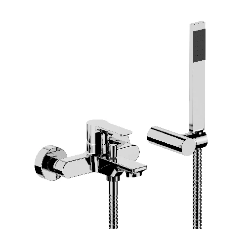 Monocomando vasca esterna con accessori linea icon nero opaco
