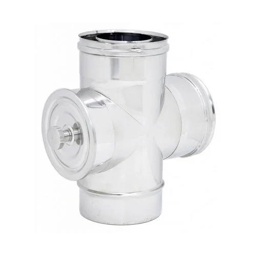 Raccordo a t 90 con ispezione doppia parete inox diam. 100x150