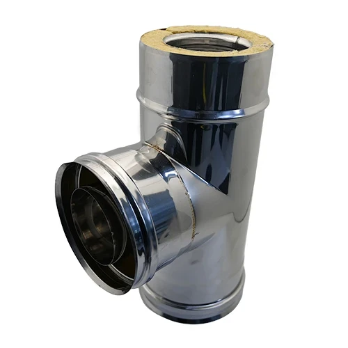 Tee in acciaio inox 316l a 90 doppia parete d. int. 130 d. est. 180