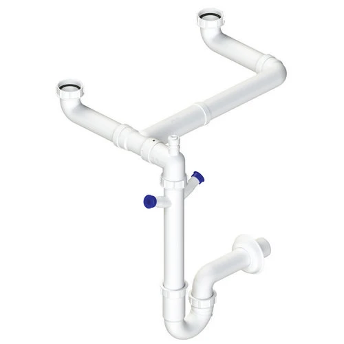 Sifone autopulente a 2 vie e 2 attacchi lavastoviglie uscita dn40