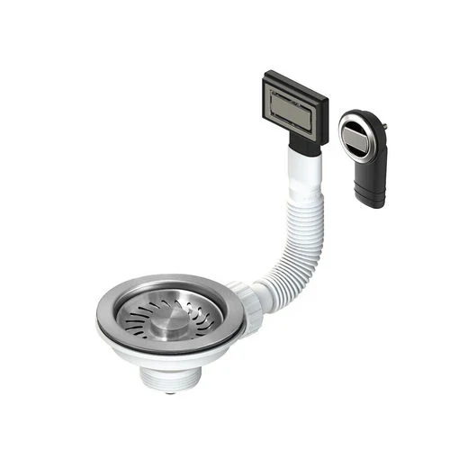 Piletta d. 114 mm tappo satin. troppopieno rotondo e rettangolare 1 1/2 inox