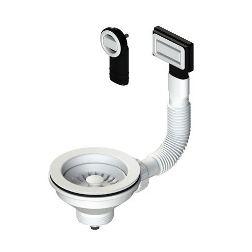 Piletta 114 mm per lavello con foro 90 mm color bianco
