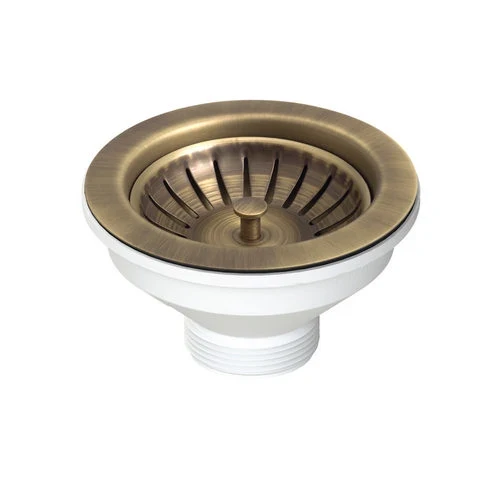 Piletta 114 mm per lavello con foro 90 mm pirite ottone anticato