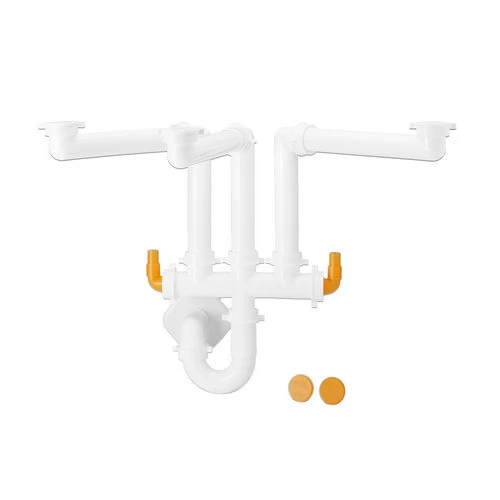 Sifone salvaspazio per lavelli a 3 vasche 1 1/2 d. 40 mm bianco